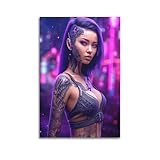KIUYGPPJ Poster décoratif sur toile avec personnage de fille punk...