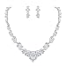 EVER FAITH Bridal Leaf Jewelry Set Clear Austrian Crystal Silver-Tone Simulated Pearl Ivory Color Cream