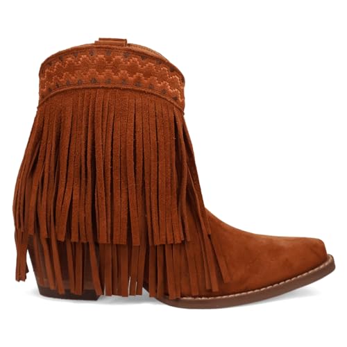 Dingo Womens Tapadero Southwest Fringe Snip Toe Casual Boots Mid Heel 2-3