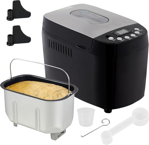 WaaYb Fabricante de Pan automático, Fabricante de Pan de 850 W con Cubierta de visualización de Acero Inoxidable, 15 menús preprogramados Que Incluyen sin Gluten, Temporizador de 15 Horas, 60 Minutos