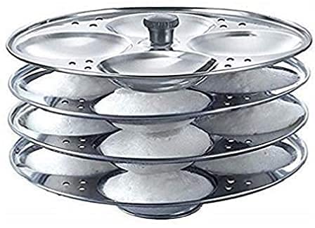 CHARITRA ENTERPRISE New 4 Plates Stainless Steel Idli Stand for Idli Maker Makes 16 Medium Size Idlis at Once (Silver)