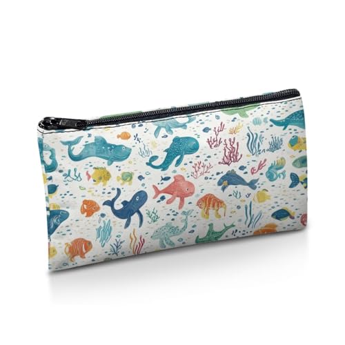 Image of Whale School Pencil Case Aesthetic Big Capacity Pencil Pouch for Preschool Wear Resistant Pen Organizer for Toddlers Lightweight Pen Holder for Boys Girls