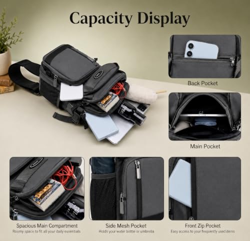 Image of Sling Bag for Men & Women- Crossbody Sling Bag for Travel, Cycling & Hiking | Waterproof Shoulder Bag with Compartment and Zipper Pockets