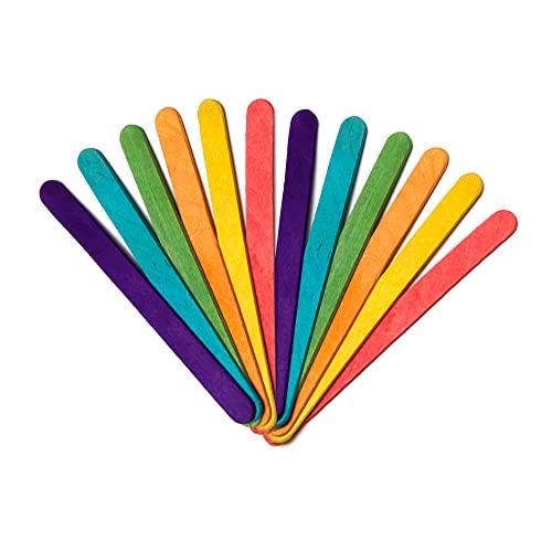 500 Pack 6 Inch Jumbo Craft Sticks In Bright Colors - Wooden Popsicle Sticks #TOP2