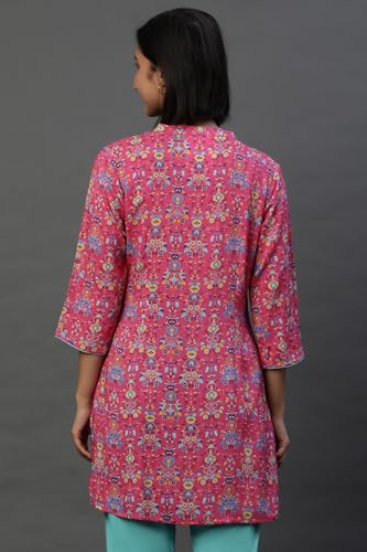 Image of Aurelia Women's Floral Print Rayon Straight Kurti
