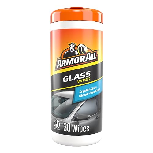 Armor All Car Glass Wipes, Auto Glass Cleaner for Film and Grime, 30 Count