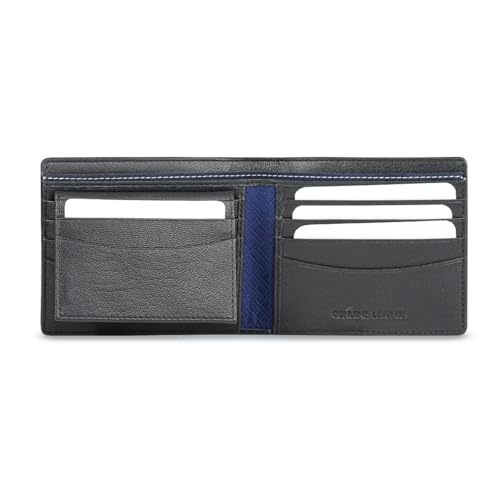 Image of Tommy Hilfiger Men's Leather Wallet Pelotas | Solid Black Passcase Bi-Fold with 12 Card Slots, Coin Pocket | Stylish Purse for Gents