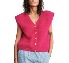 ニット/セーター GREED - Superfine Fur Sleeveless Sweater Women Y2K Knit Sweater Vest V Neck Sleeveless Elegant Furry