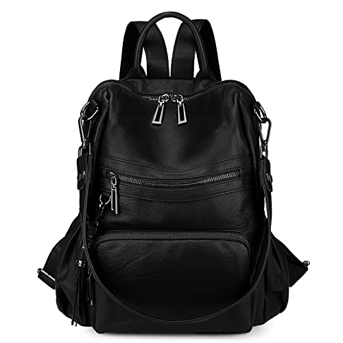 Image of Uromee Travel Backpack Purse for Women Vegan Leather Ladies Fashion Tassel Shoulder Bag Convertible