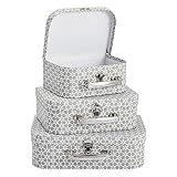 Okuna Outpost Set of 3 Different Sizes of Paperboard Suitcases with Metal Handles, Decorative Cardboard Storage Boxes (Gray Print)