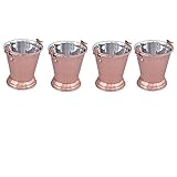 Combo of Pure Copper & Steel Bucket Balti for Serving Dishes Kitchenware and Tableware (2.8x3.5x5...