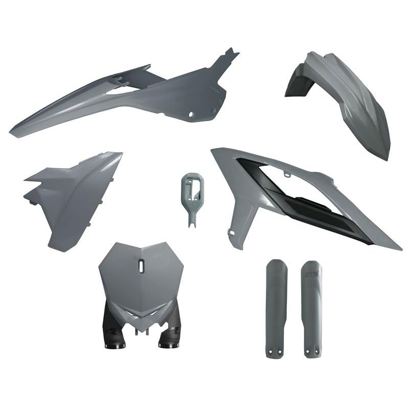 Kit plásticos para Motocross 6 Piezas (con Guardabarros Factory y portanúmero MX) RX Beta Color Gris Quantum