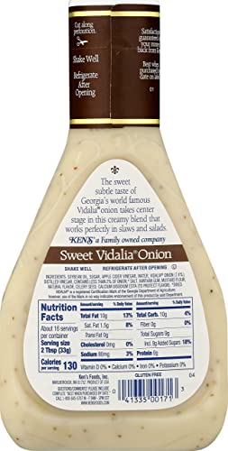 Ken’s Steakhouse Dressing, Sweet Vidalia Onion Dressing, Gluten Free Dressing for Salads or Spreads, 16 Fl OZ Bottle (Pack of 3)