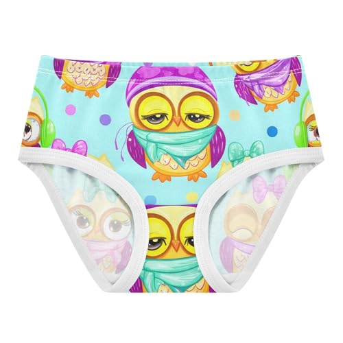 Cotton Girls Underwear Toddlers Cute Cartoon Owls Teal Blue Panties Little Girl Bright Briefs Undies Kids 2t