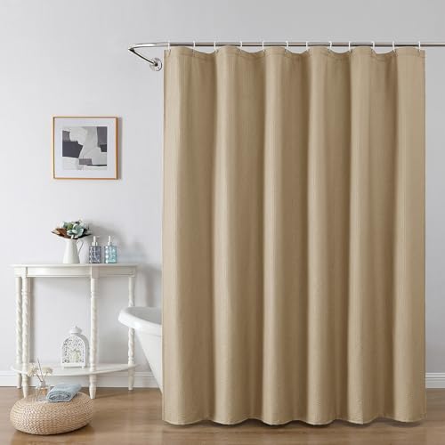 OWENIE Taupe Shower Curtain or Bathroom 72x72 Inch 3D Embossed Textured Waffle Fabric Shower Curtains Soft Hotel Farmhouse Style Water Repellent Machine Washable Taupe 72 W x 72 L