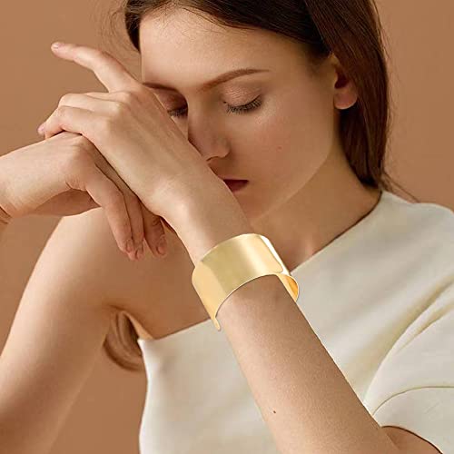 Mozaka 2 Pcs Cuff Bangle Bracelet For Women Wide Open Cuff Bracelets Gold Sliver Wrist Cuff Wrap Bracelets Adjustable #TOP5