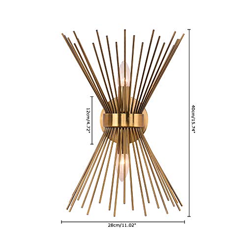 Edislive 2-Bulb Vanity Light Mid-Century Modern Starburst Wall Sconce Lamp Sunburst Sconce Wall Light For Powder Room Bedroom Bathroom #TOP5