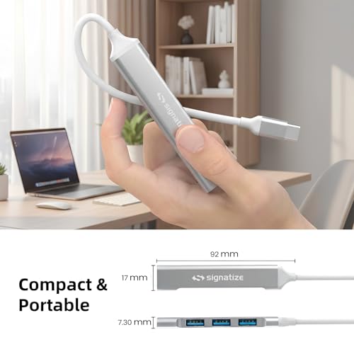 Image of 4-in-1 Multi-Port USB Hub Type C, High-Speed Data Transfer, 1 USB 3.0 and 3 USB 2.0 Ports, Compatible with Laptop, PC, MacBook, Mini, iMac, Tablet, Mobile Phones
