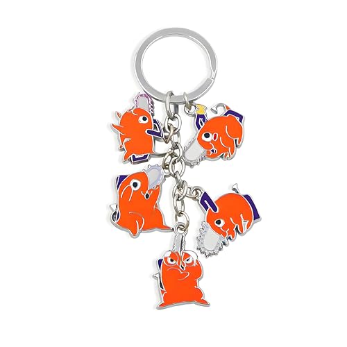 SONGCHANGJEWELRY Anime Chainsaw Pochita Keychains Chainsaw Pochita Cosplay Metal Keychains Accessory Gifts For Women Men (5PC Pochita Pendent Keychain)