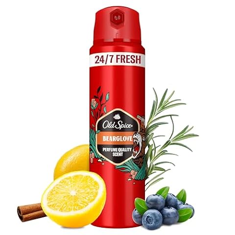 Old Spice Bearglove Dezodorant w sprayu dla mężczyzn 150ml, świeżość 24/7 przy codziennym stosowaniu, długotrwały zapach o jakości perfum, ochrona przed nieprzyjemnym zapachem, 0% soli aluminium