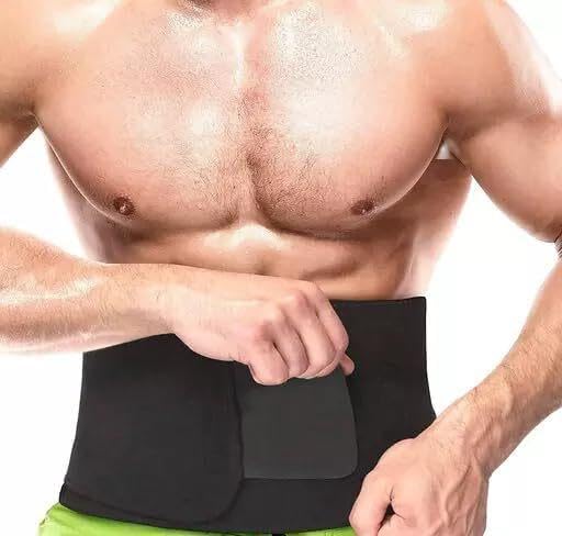 Radhekunj Fitness Waist Trimmer Belt for Men and Women, Slimming Sauna Belt Waist Cincher with Adjustable Velcro Strap, Non-Tearable, Free Size Black