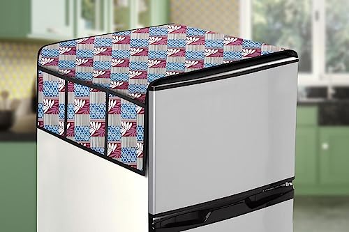 Image of Stylista Refridgerator top Cover Suitable for Samsung RR23C2F249U /HL, 215 Liter Fridge, Dimension (WXD) 71x109 CM, Surface Pattern Grey