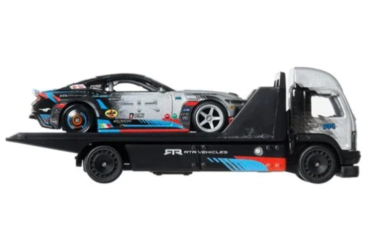 Image of Hot Wheels Team Transport 2024 Ford Mustang RTR SPEC, 1:64 Scale Car & Transport, Gift for Race Fans & Toy Car Collectors