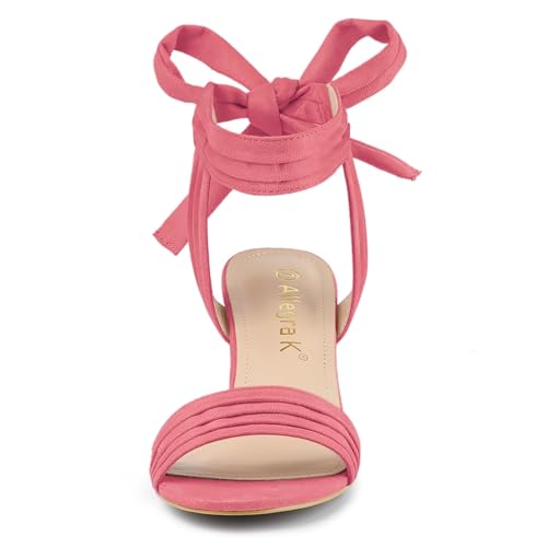 Image of Allegra K Women's Open Toe Ankle Tie Back Block Heels Sandals