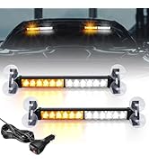 OPPBUY Amber White LED Dash Strobe Lights,23 Modes Interior Windshield Warning Light 2 In 1 Emerg...