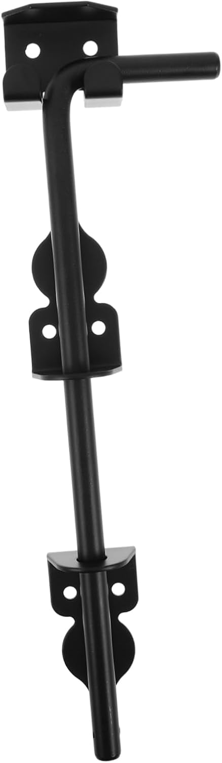 12-Inch Heavy Duty Cane Bolt Latch for Wooden Fences and Gates Black Ground Drop Rod with Screws Outdoor Gate Hardware for Enhanced Security