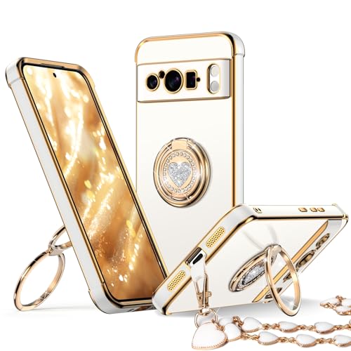 Coque Pixel 9 Pro XL pour fille cadeau mignon avec béquille double anneau