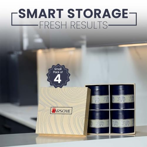 Image of Mandala Collection Airtight Kitchen Container Set| 450ML- Set of 4| Food Grade Metal Jars for Spices, Seeds, Green Tea & Dry Storage| Vacuum Lid, Rust Resistant| Blue Elephant Canisters