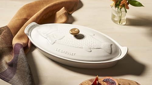Image of Le Creuset Stoneware Heritage Fish Baker, 1.7 qt., White