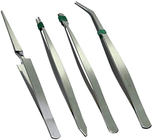 AERZETIX - Juego de 4 Pinzas de Precisión para Modelismo/Antiestático - de 112.50mm a 122.50mm - de Actividades Delicadas - Mantenimiento Electrónico/Joyería/Relojería/Accesorio/Herramientas - C45867