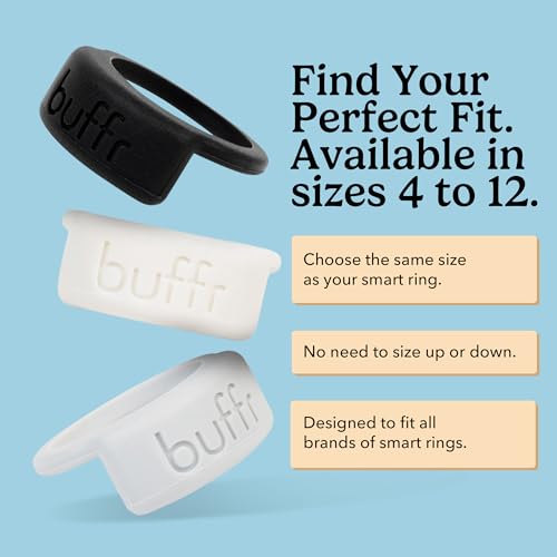Buffr SMART Ring Protector – Silicone Ring Guards Compatible with Oura, Ultrahuman, RingConn & More Bands – Slim Fit, Sensor-Friendly Smart Ring Cover for Workout, Work & Daily Wear (Black, Size 14) by BUFFR - Image 2