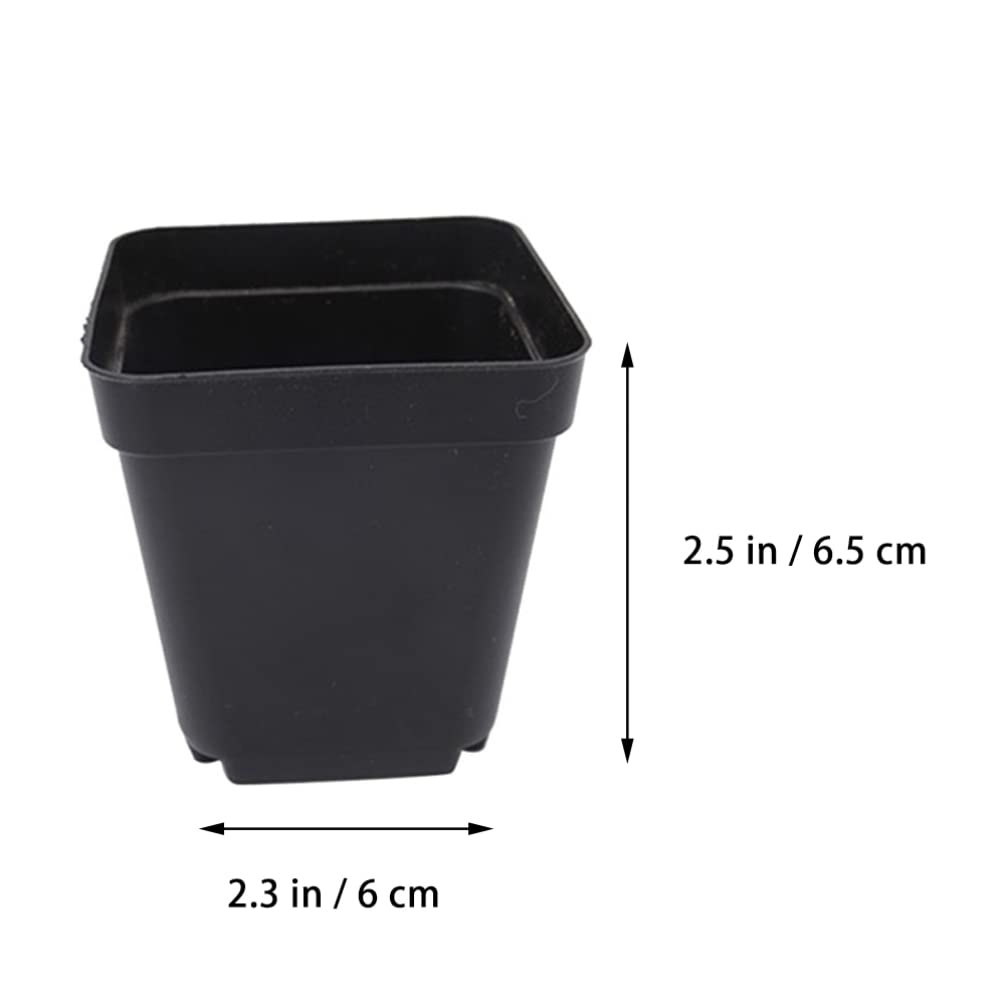 DOITOOL Godet pour Semis Noir 50Pcs - Carré Pots de Plantes en Plastique-Petit Pot de Fleur Interieur Exterieur (Noir/ 6x6x6.5cm)