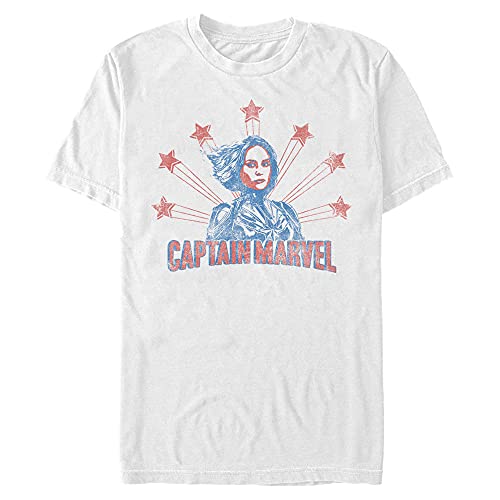 T-shirt Marvel Men's Universe Retro Capt Marv blanc taille Small en coton doux