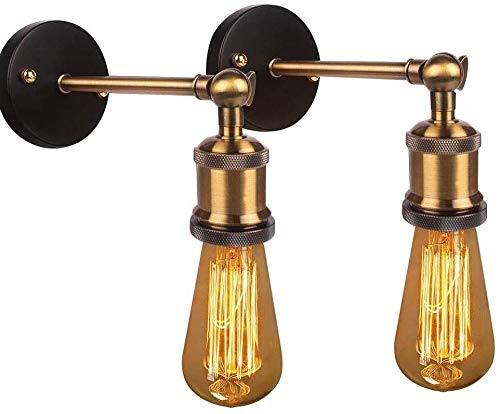 Lampe murale E27 vintage et rétro orientable à 180° en lot de 2 spots pour intérieur