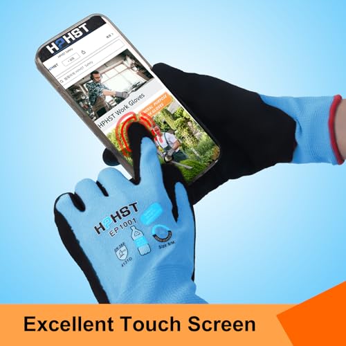Image of Work Gloves for Women, Eco Friendly Safety Work Gloves with Breathable Rubber Coated, Smart Touch,3 Pairs