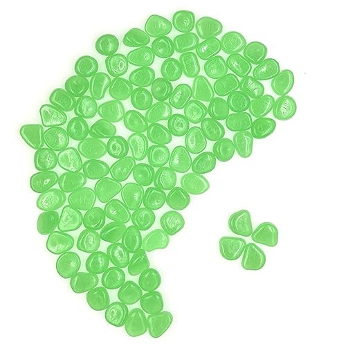 QTTLLI 100 piedras brillantes que brillan en la oscuridad, piedras decorativas para jardín, camino, pasarela, patio, pecera, color verde