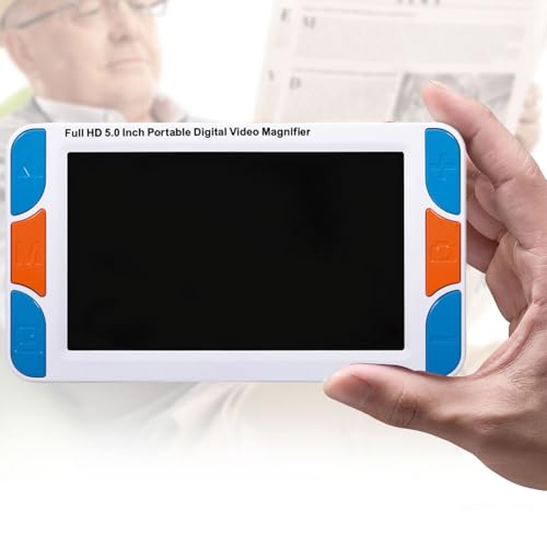 WACLMOTAKE Videoingranditore Digitale Portatile Lente di ingrandimento per ipovedenti da 5 Pollici, ausilio visivo per Lettura, Digitale Dispositivo,Uscita HDMI/AV, Zoom 3X a 48X