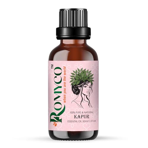 Image of Romyco Kapur Essential Oil (Camphor) for Respiratory Relief, Cough & Cold, Muscle Relaxation, Pain Relief | Natural Air Freshener | Aromatherapy Diffuser | Pure Natural Premium & Undiluted - 30ml