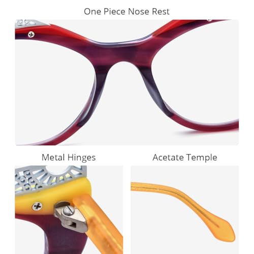 Image of HEPIDEM Multicolor Acetate Glasses Frame Women Cat Eye Eyeglasses Men Optical Spectacles 9291