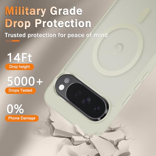 Image of for Google Pixel 10 /10 Pro Case, Matte Magnetic Phone Cover [with 1 Screen Protector] [Support for MagSafe] [Shockproof Military Grade Protection] Translucent Frosted Back, Cream White