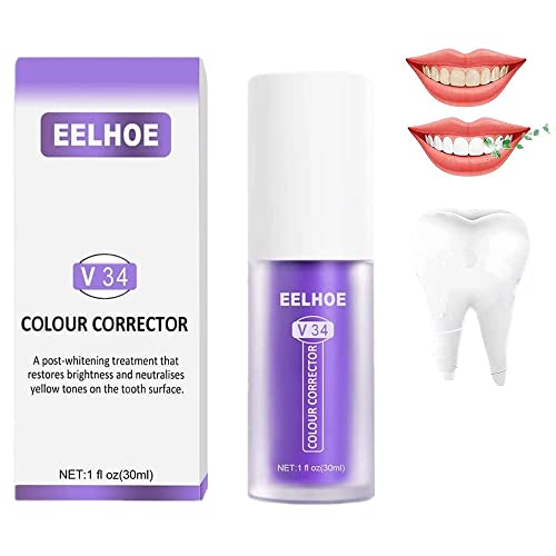 TTCPUYSA V34 Color Corrector Teeth Whitening Zahnpasta, Intensive Fleckentfernung Whitening Zahnpasta, Zahnschmelzrestauration, für empfindliche Zähne Reduzieren Gelbfärbung (Violett) Cover
