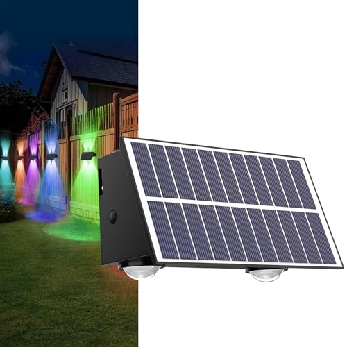 Image of Gigawatts 4 LED Solar Wall Light On /Off Botton & 1.5Ah Battery Water Resistant Decor Deck Fence Lights Flood Lamp for Home Garden Terrace Patio (Set of 1, RGB)