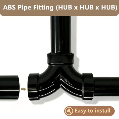 Image of LESSO 2 inch Double 90 Degree ABS Elbow, ABS Straight Tee, Black DWV | ABS Pipe Fittings, Vintage DIY Industrial Shelving, Industrial Decoration, Furniture DIY