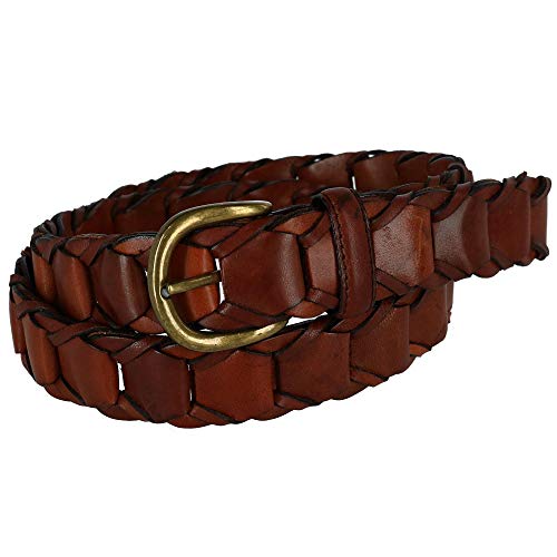 CTM Men's 1.25 Inch Wide Leather Link Belt