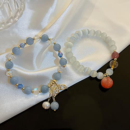 Bracelet perles d'eau douce et pierre oeil de chat pour sublimer votre style mode