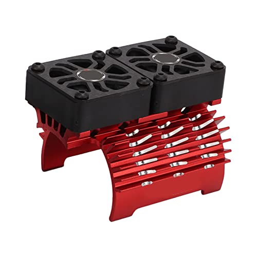 Dilwe Rc Brushless Motor Fan, Double Fan, 40-42 Mm, Aluminum, Rc Car Heat Sink For 1/8 Remote Controlled Car(Red) #TOP13